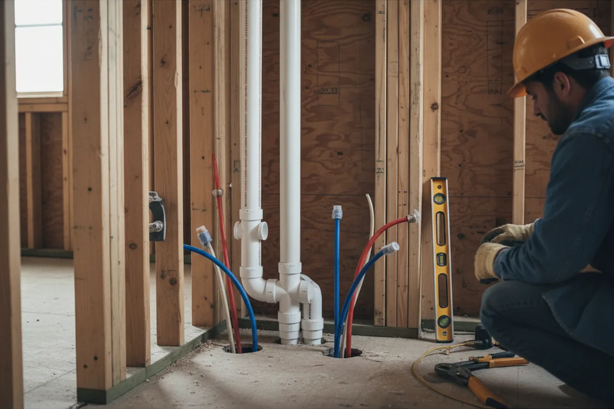 Drain and supply rough-in during Leak Detection in Arnaudville